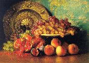 George Henry Hall Figs, Pomegranates, Grapes and Brass Plate oil